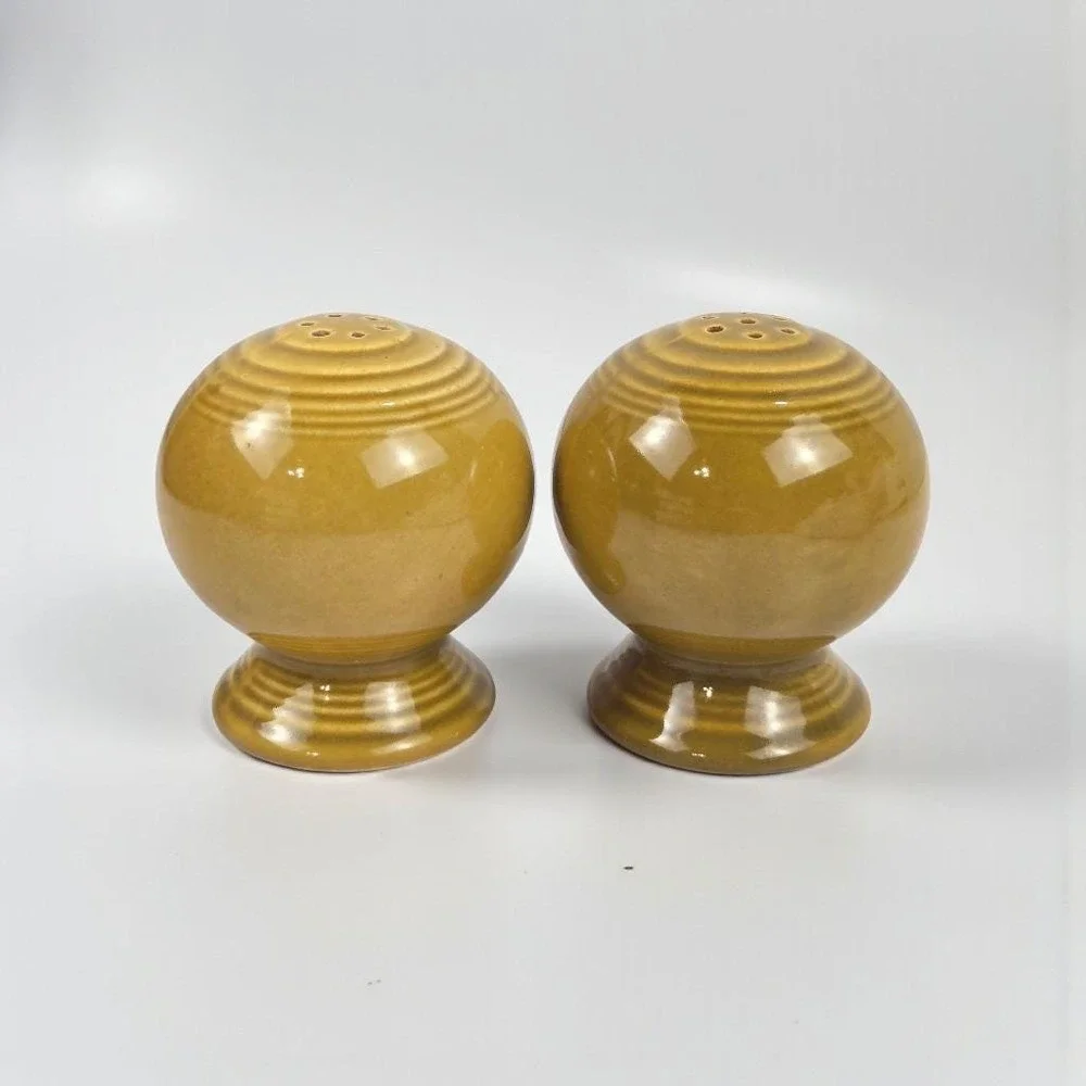 Vtg Fiesta Ironstone Antique Gold Salt & Pepper Shakers 1967-1972 RARE!! MINT